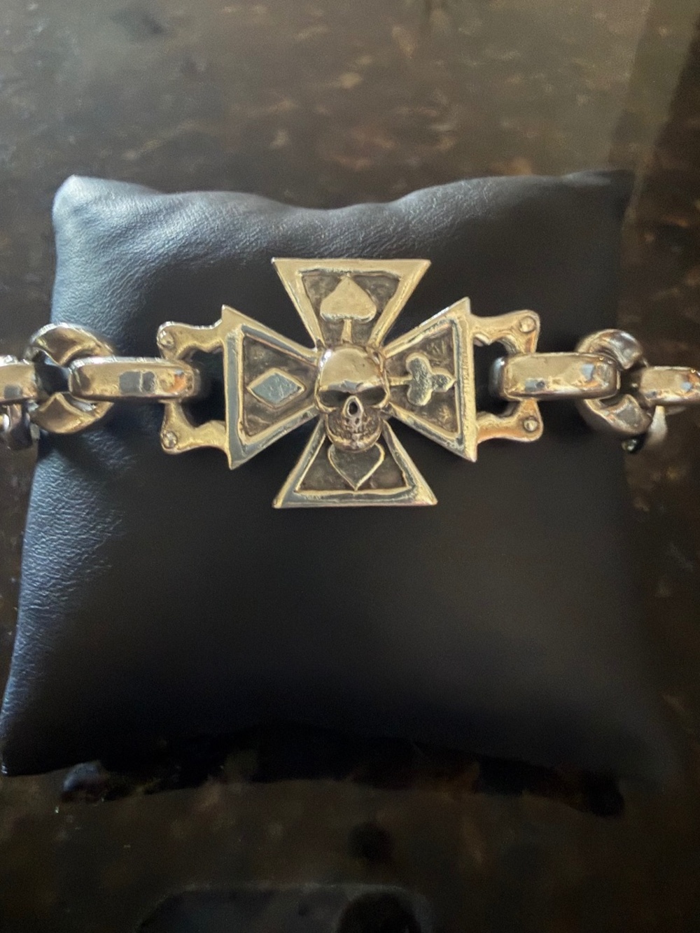 Sterling Silver 925 Skull Link Bracelet